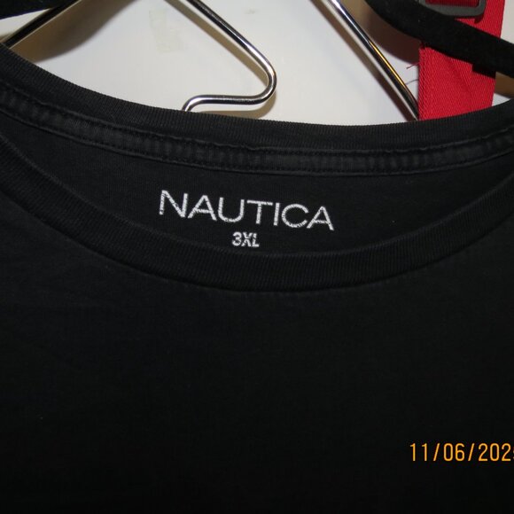 Men's Nautica 3 XL Black Short Sleeve T-Shirt with 2 small bleach stains - Picture 3 of 6